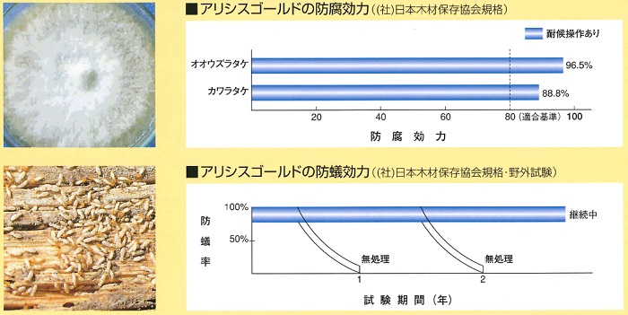 木材表面へ塗布するだけで強力な防御層を作る木材用総合保存剤